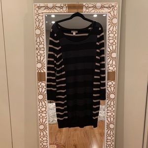 Black, grey and beige stripe sweater- 1X